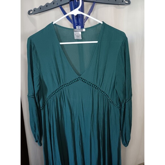 Earthbound Trading Co Women’s Size Small Emerald Green Boho Lagenlook Dress - Picture 2 of 7
